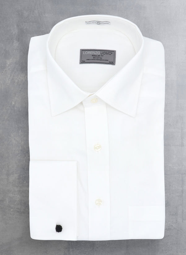 William in White Solid Oxford French Cuff Shirt