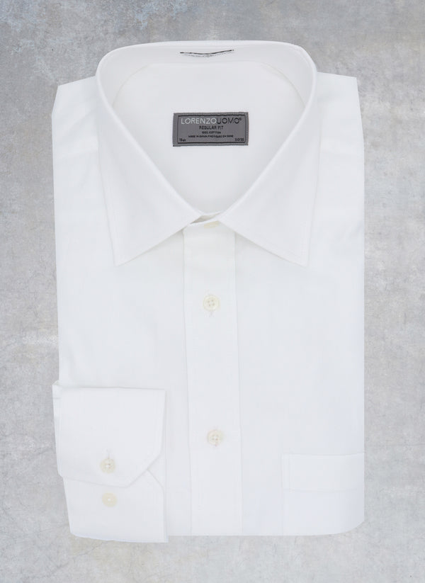 solid white twill dress shirt