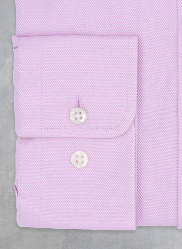 William Fullest Fit Shirt in Solid Lavender Twill Cuff with White Buttons 