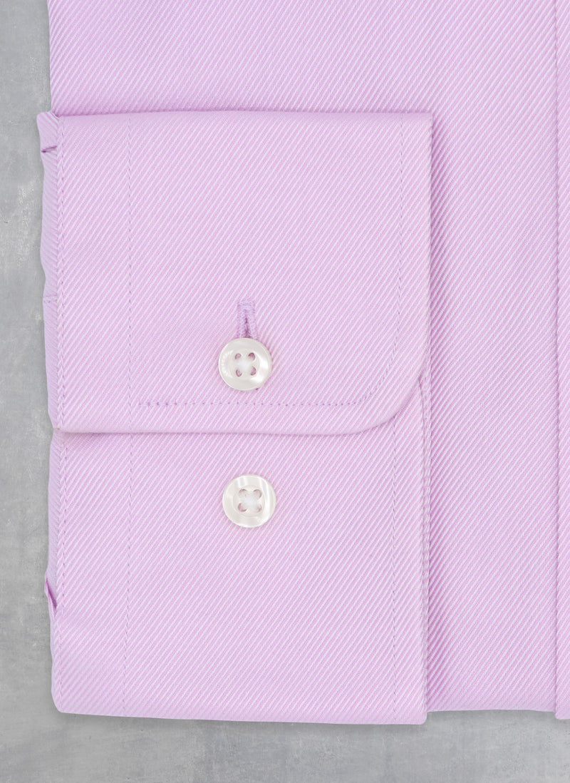 William Fullest Fit Shirt in Solid Lavender Twill Cuff with White Buttons 