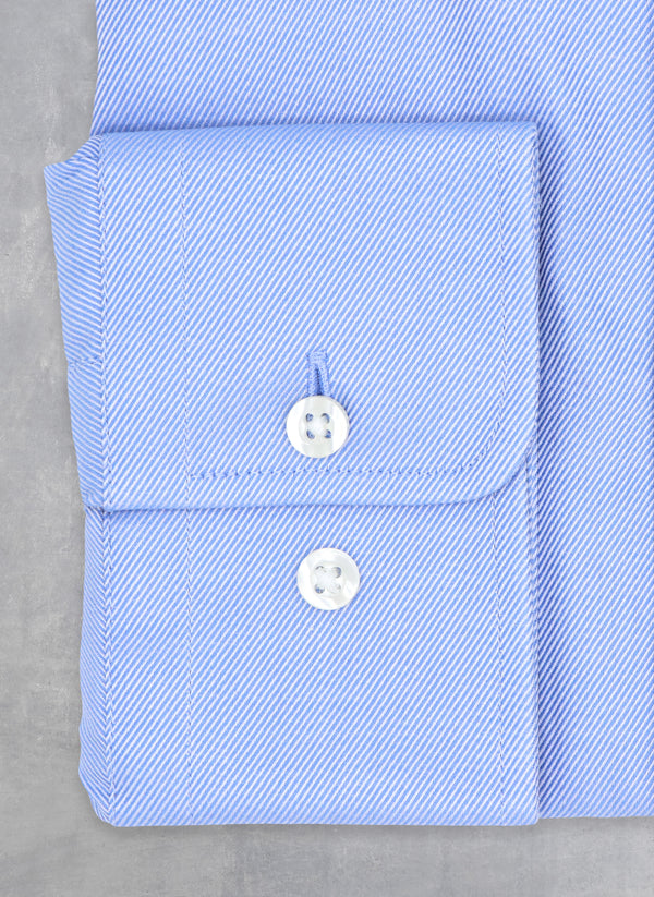 Cuff image of William Fullest Fit Shirt in Light Blue Twill with white buttons
