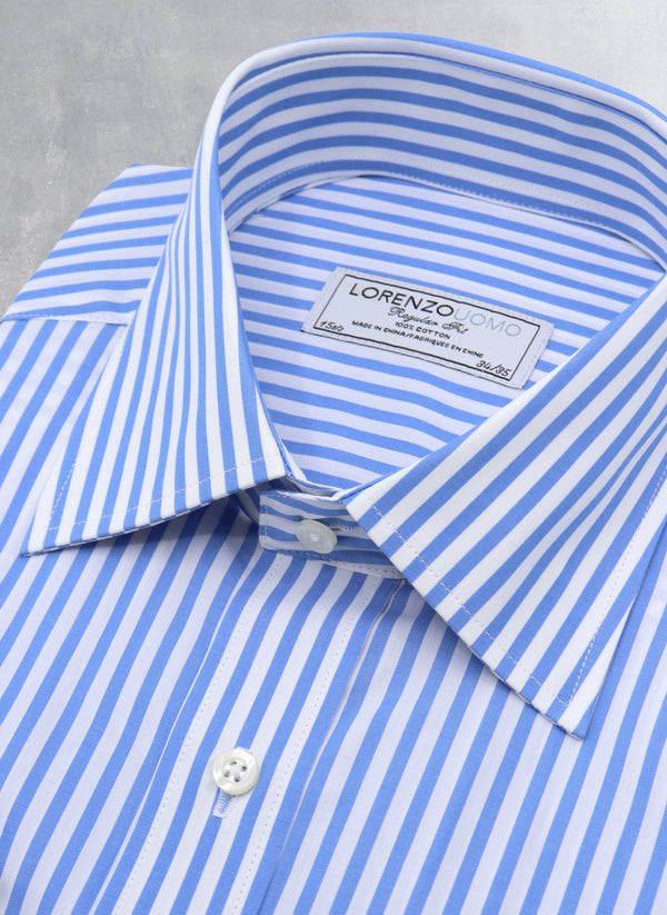 William Fullest Fit Shirt in Light Blue Stripe Collar Detail