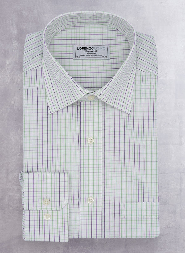 William Fullest Fit Shirt in Purple and Green Check
