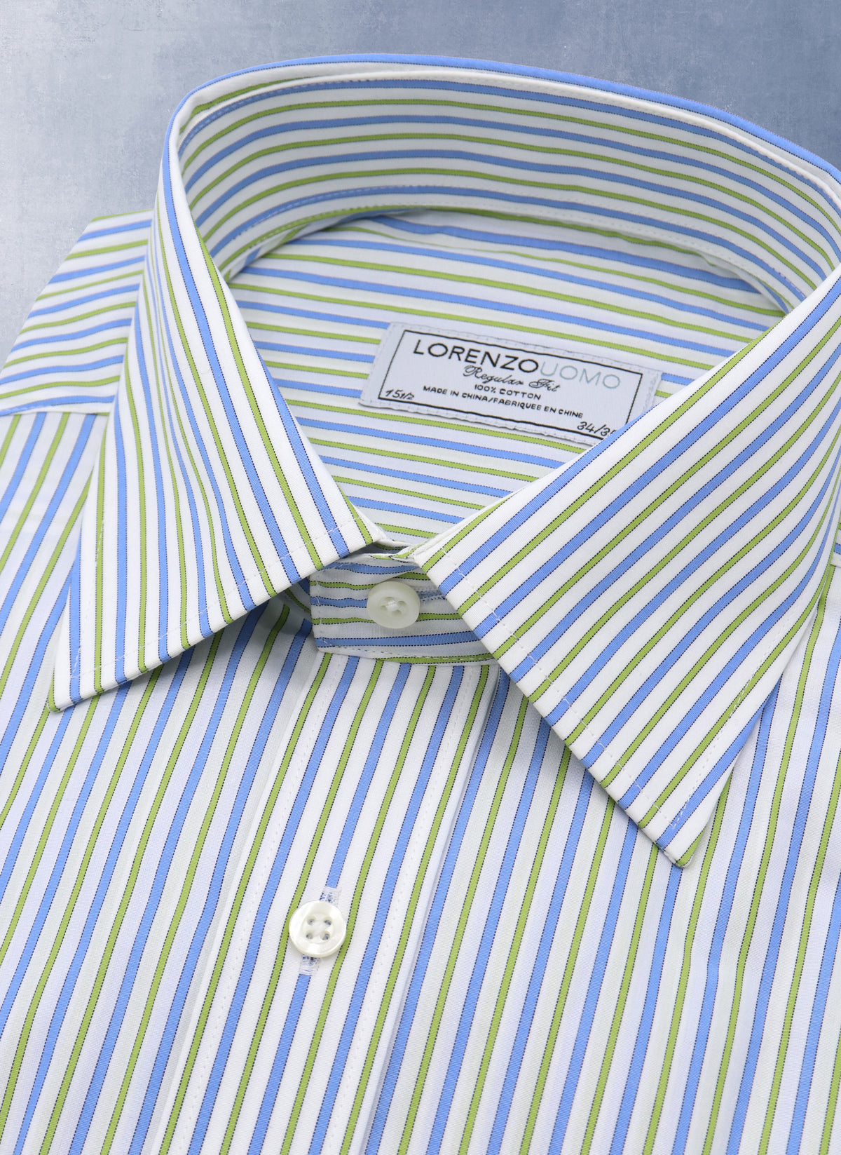 William Fullest Fit Shirt in Blue and Green Stripes 15.5 32/33 William Fullest Fit Shirt in Blue and Green Stripes 15.5 32/33