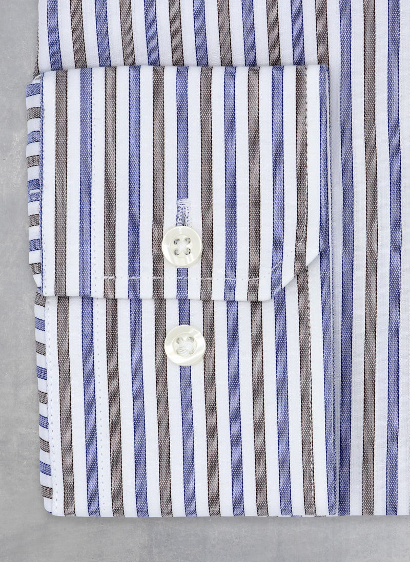 William Fullest Fit Shirt in Blue and Brown Stripes Lorenzo Uomo William Fullest Fit Shirt in Blue and Brown Stripes Lorenzo Uomo