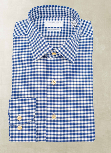 Alexander in Navy Gingham Linen Shirt