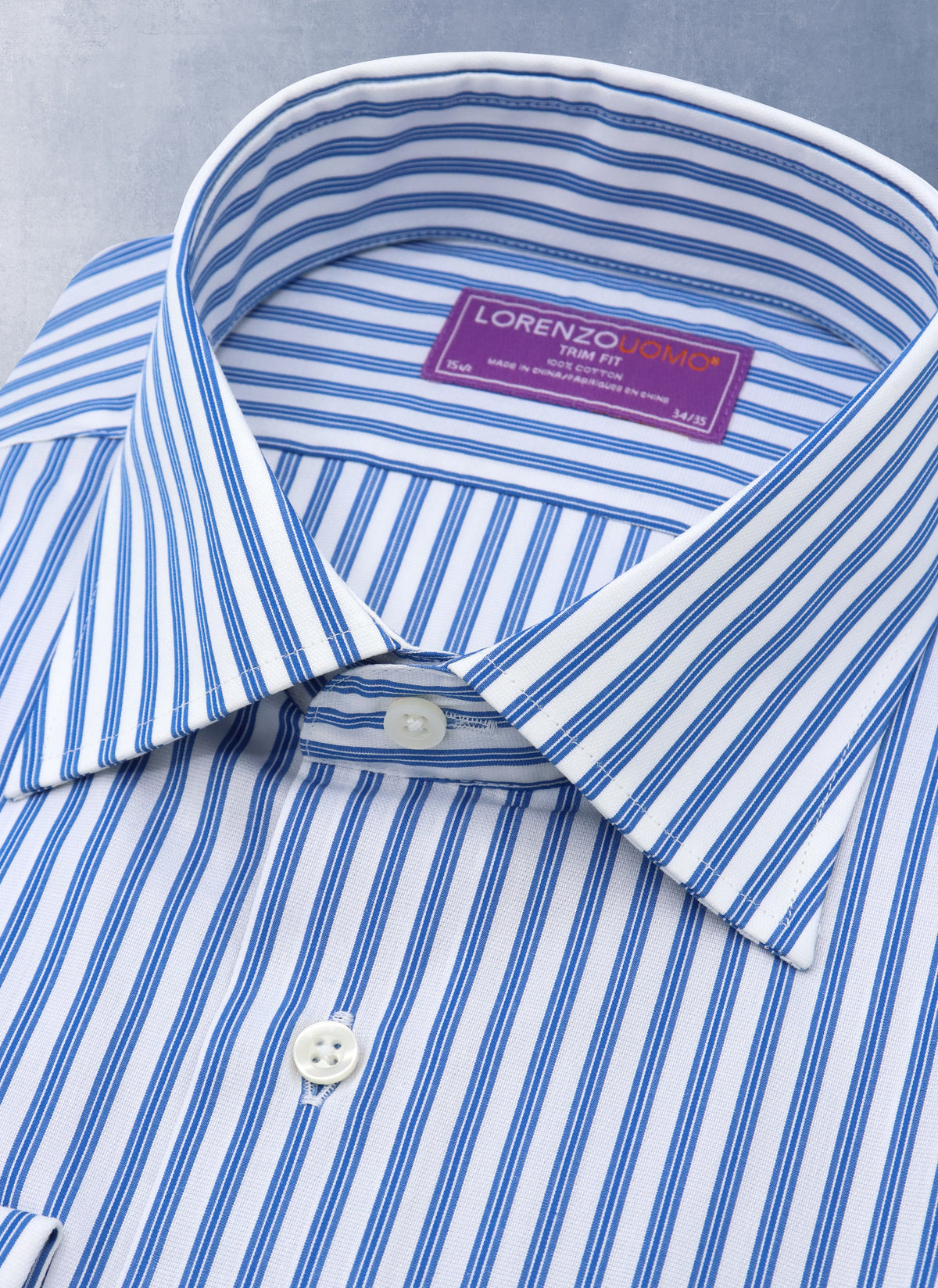 Maxwell in White and Aqua Stripes Shirt – Lorenzo Uomo
