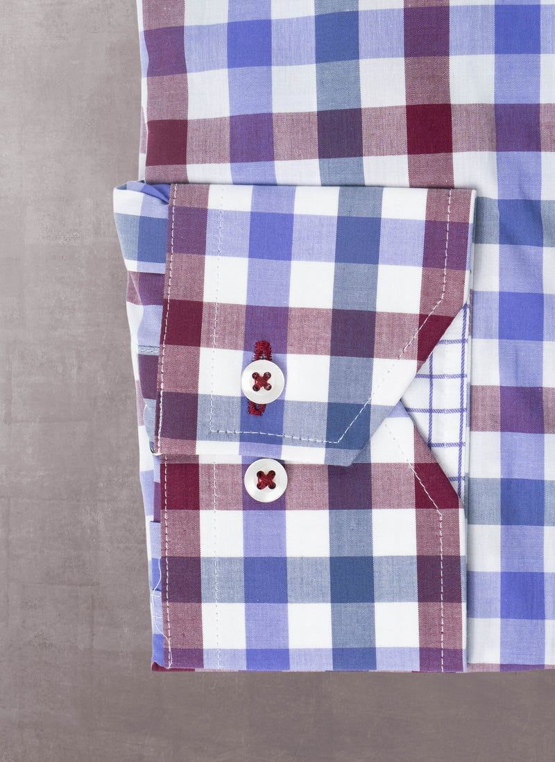 Maxwell in White, Burgundy, Blue and Purple Gingham Shirt