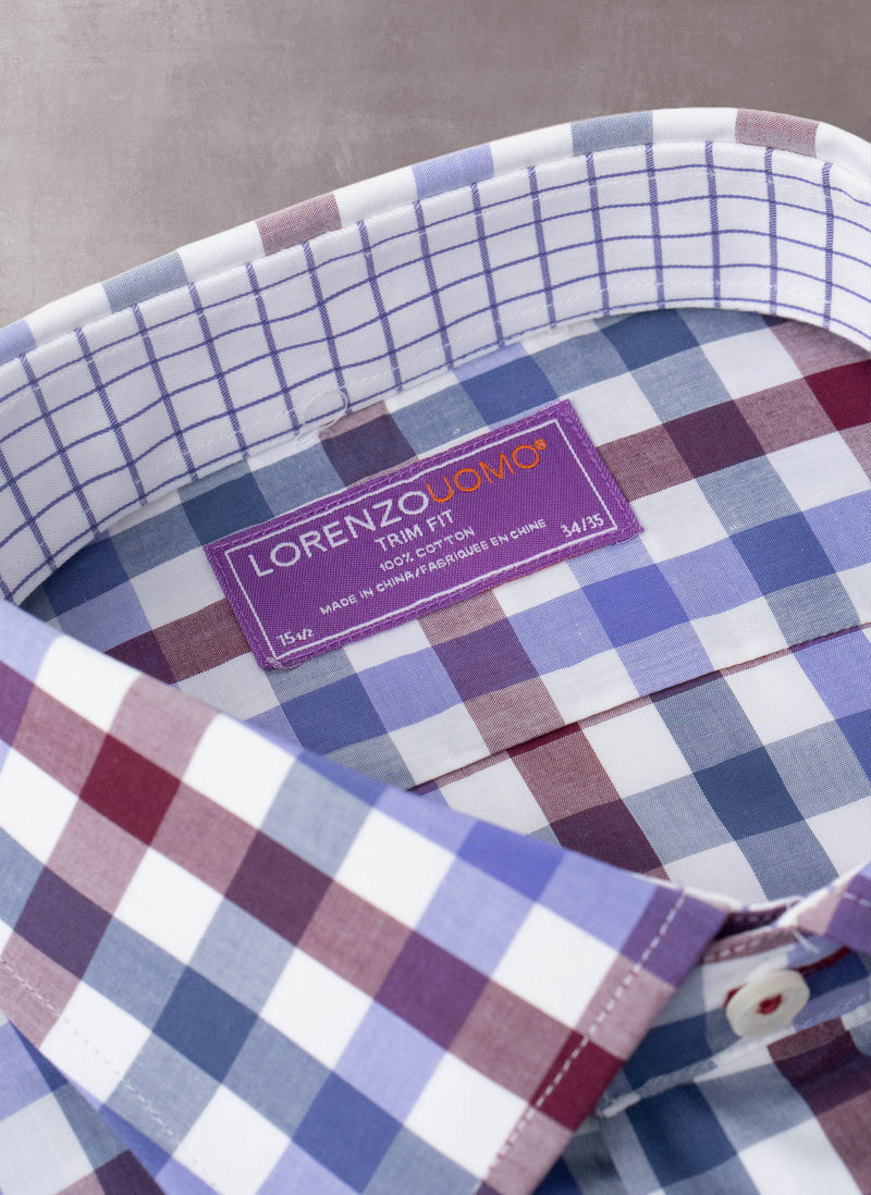 Maxwell in White, Burgundy, Blue and Purple Gingham Shirt