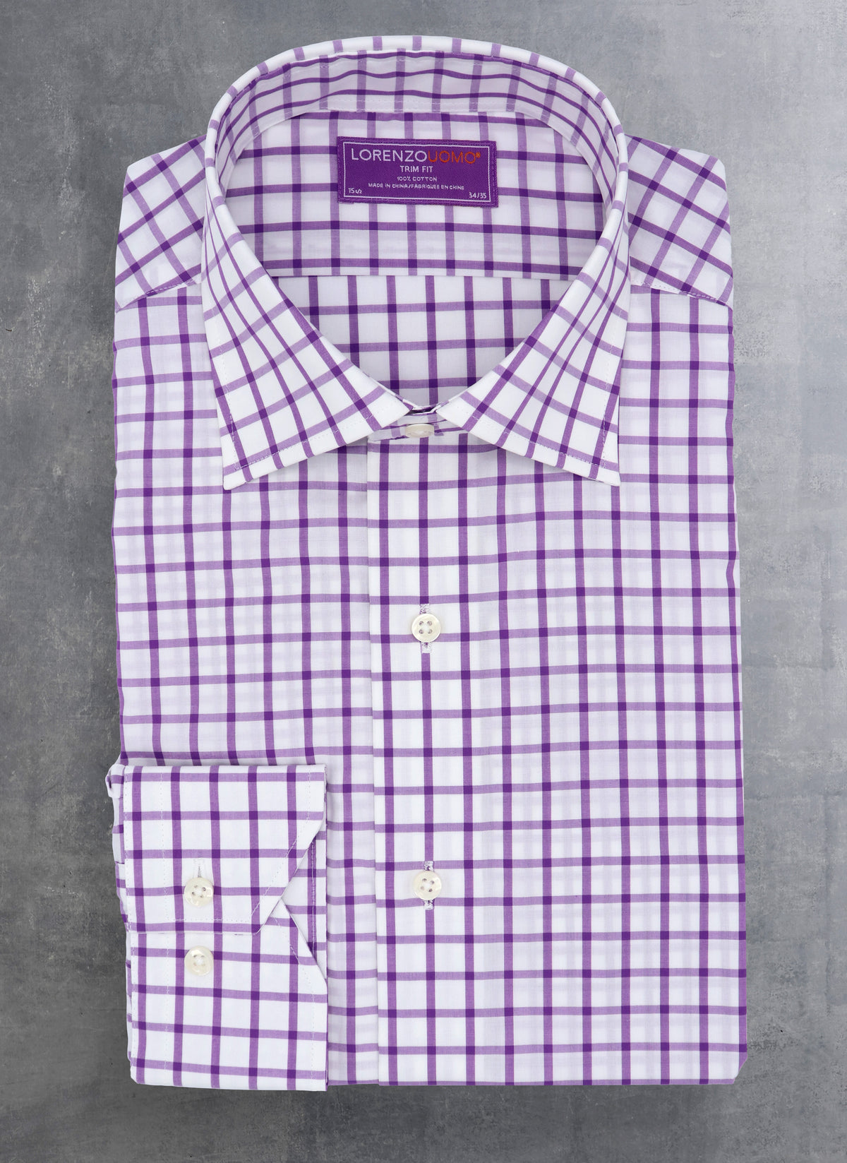 mens purple check dress shirt Comfort Stretch Non-Iron Check Dress Shirt - Purple