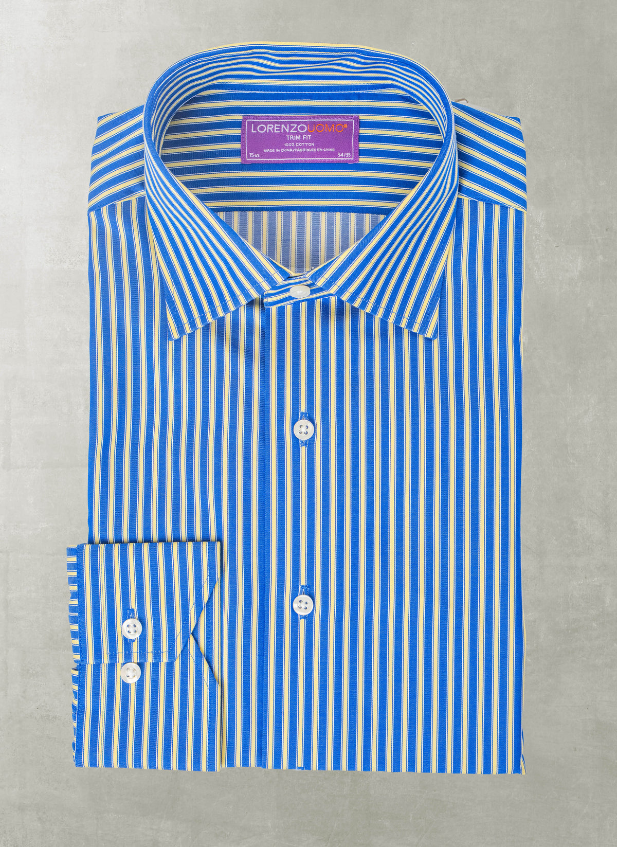 blue and yellow dress shirt men Non-Iron Cotton Gingham Dress Shirt With Contrast Trim - Blue/yellow
