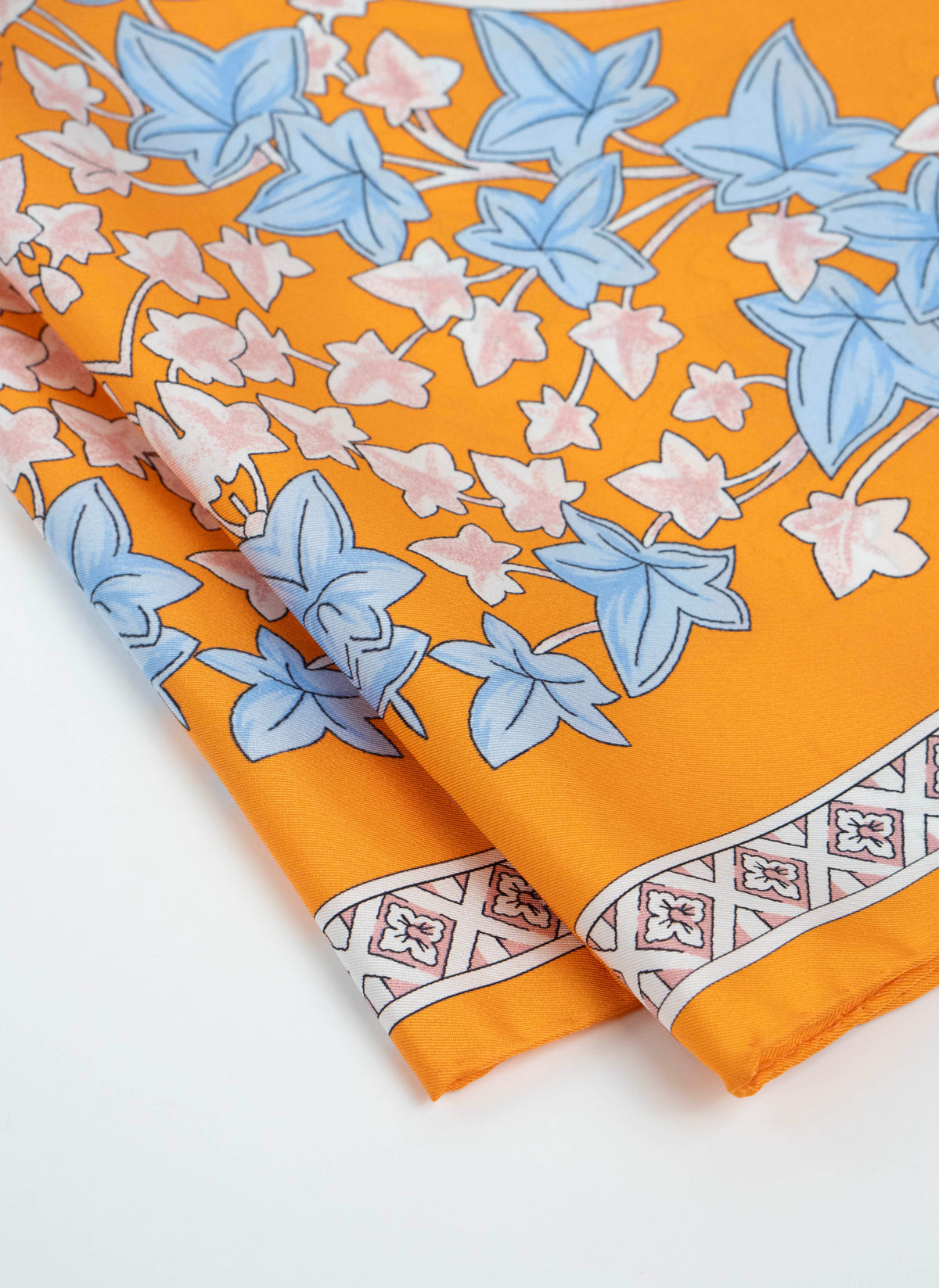 Women's Taormina 100% Silk Micro Flower Carré Scarf in Orange and