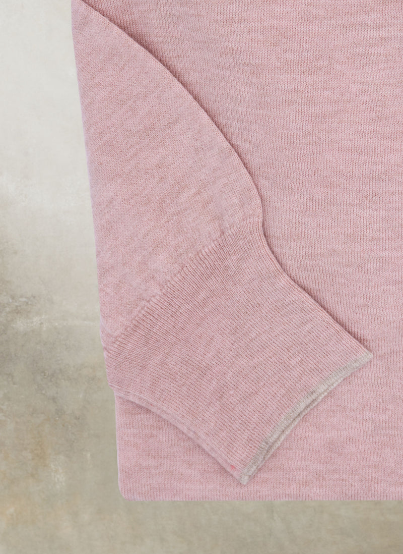 Cuff detail of Men's Carrara Long Sleeve Cashmere Polo Shirt in Light Pink with thin contrasting at end of cuff