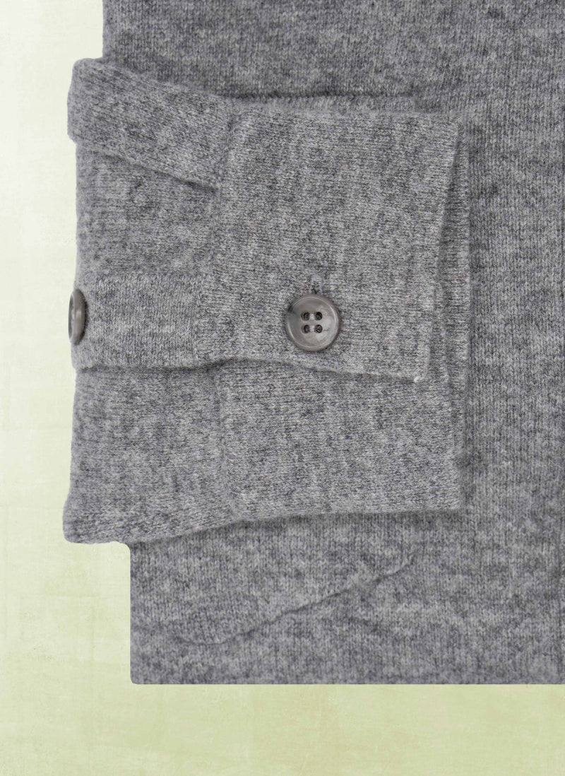 Men's Bergamo Cashmere Long Sleeve Shirt Sweater With Buttons in Grey