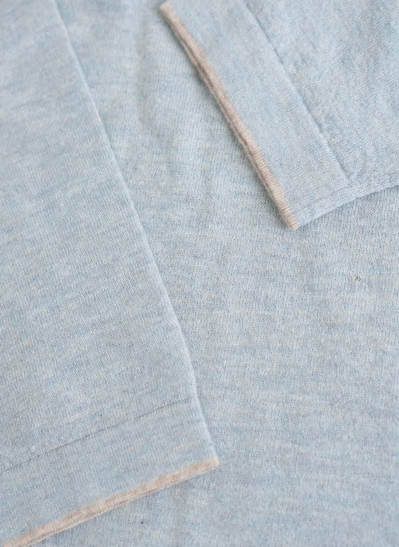 Men's Sanremo Cashmere Long Sleeve Crew Neck Shirt Sweater in Light Blue