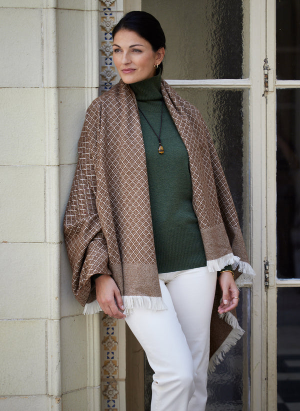 Women's Cinzia Turtle Neck Cashmere Sweater in Olive featuring our 100% cashmere throw