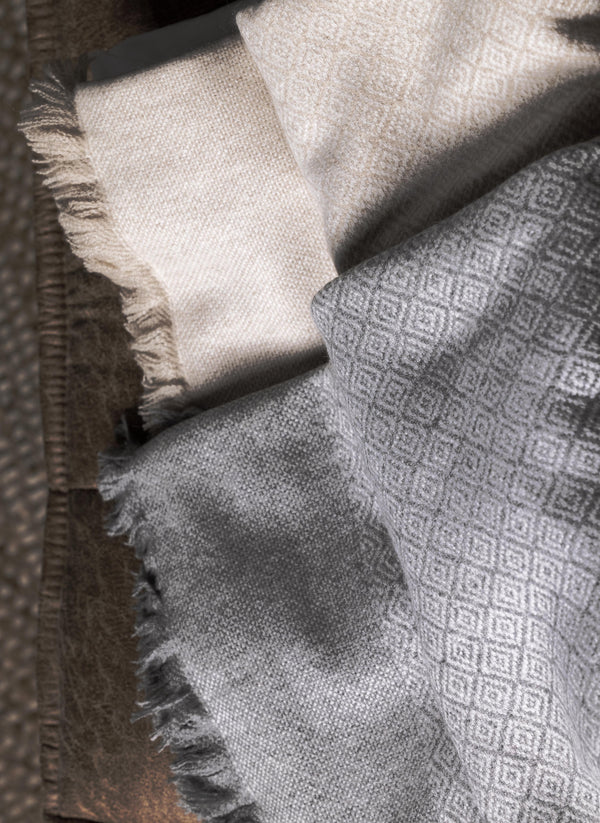 100% Cashmere Prato Throw with Fringe in Heather Grey and 100% Cashmere Prato Throw with Fringe in  Taupe Zoomed Image
