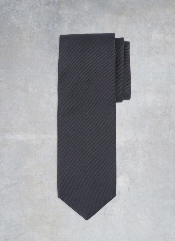 Men's Hand-made Italian Silk Tie in Black Reps