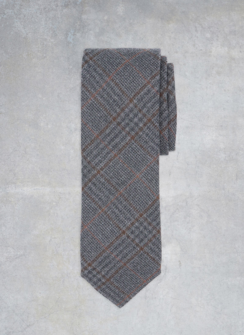 Men's Italian Wool Tie in Charcoal Tartan