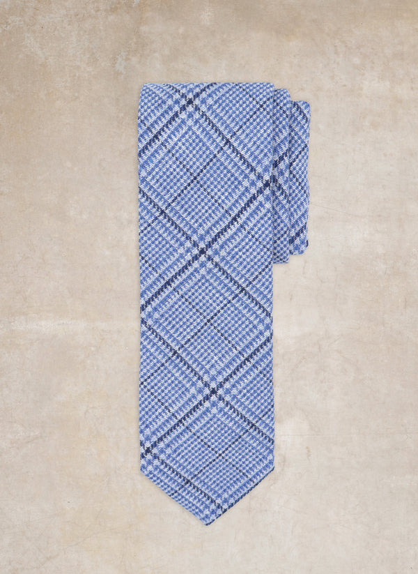 Men's Hand-made Italian Wool Tie in Light Blue Tartan