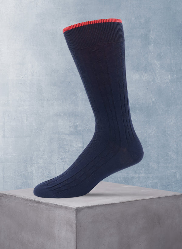 Solid Cable Sock in Navy