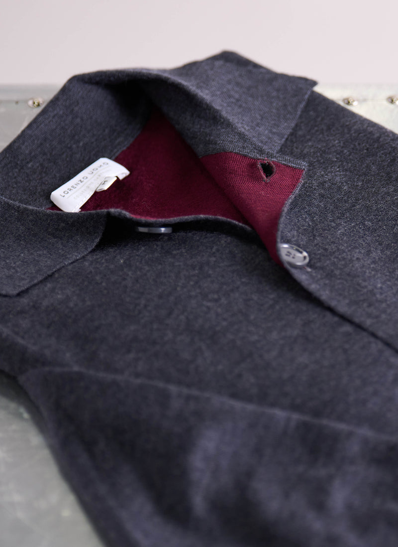 Men's Maggiore Double Face Ultrafine Merino Wool Cardigan Sweater in Charcoal