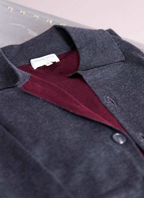 Men's Maggiore Double Face Ultrafine Merino Wool Cardigan Sweater in Charcoal