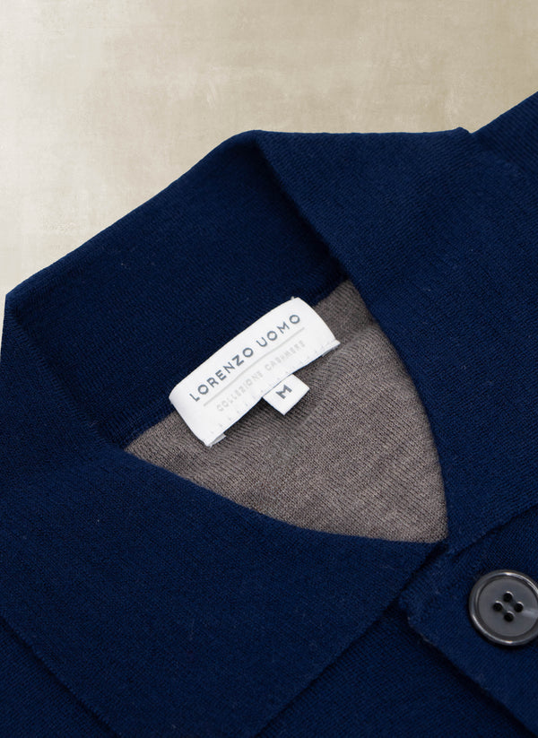 Men's Maggiore Double Face Ultrafine Merino Wool Cardigan Sweater in Navy