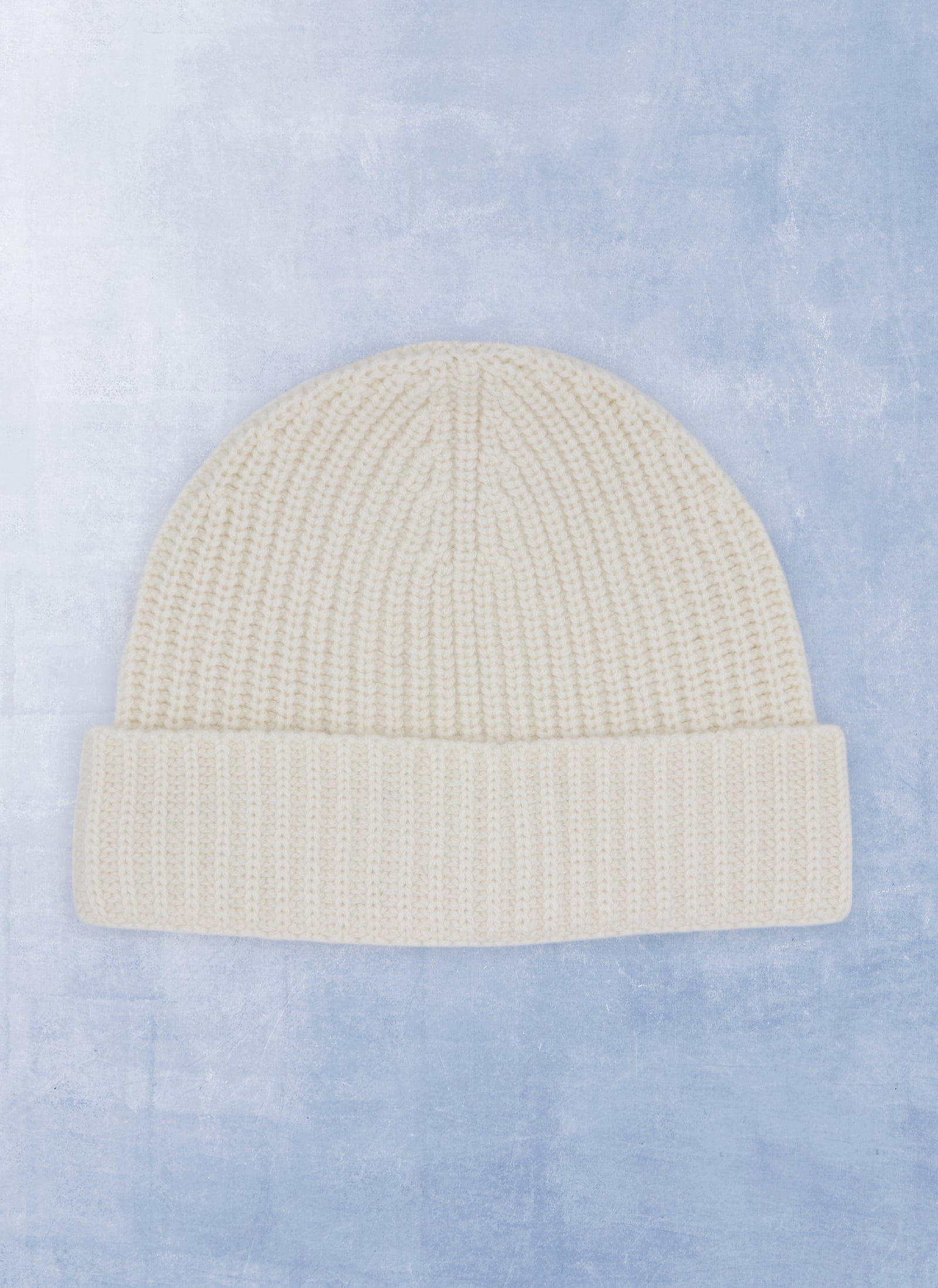 Pure Cashmere Unisex Rib Beanie in Ivory – Lorenzo Uomo display picture 1