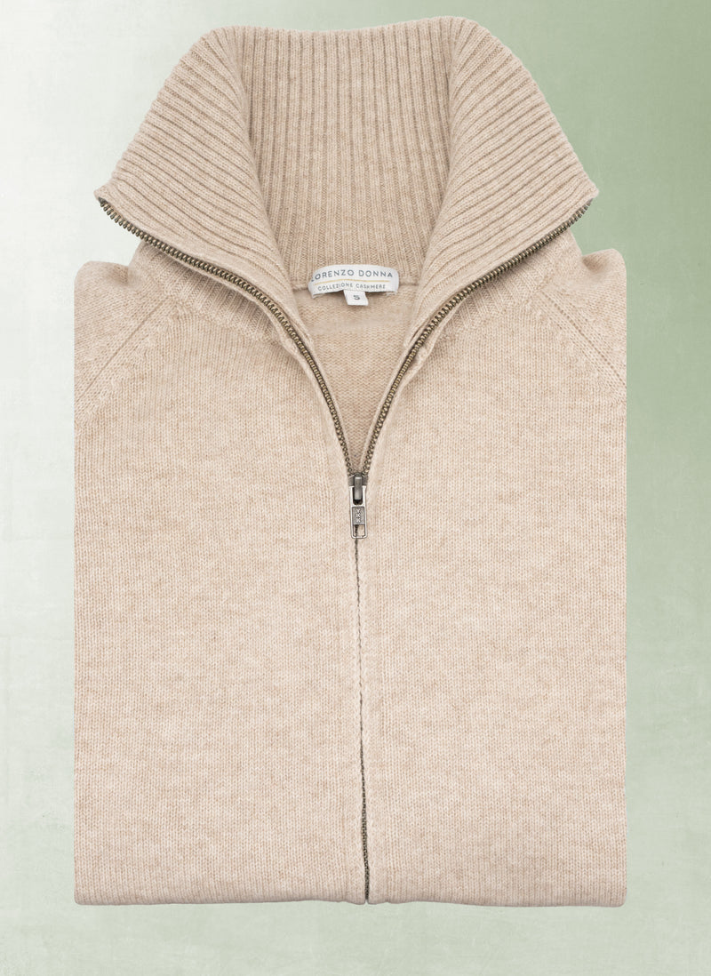 Women's Francesca Double End Zip Cashmere Cardigan Sweater in Driftwood