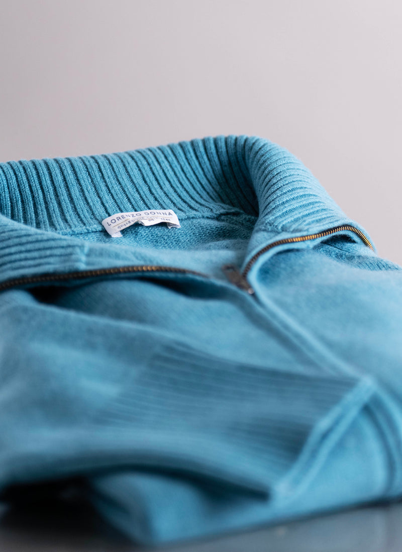 Women's Francesca Double End Zip Cashmere Cardigan Sweater in Robins Egg