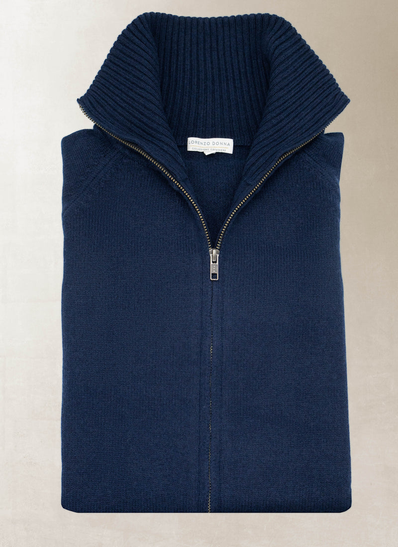 Women's Francesca Double End Zip Cashmere Cardigan Sweater in Navy