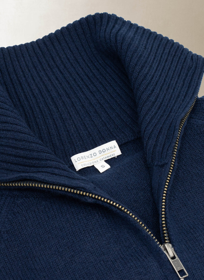 Women's Francesca Double End Zip Cashmere Cardigan Sweater in Navy