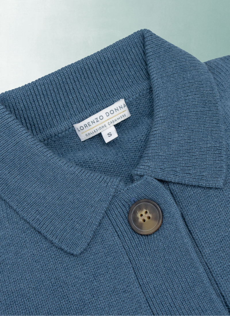 Women's Sirena Cashmere Button Cardigan Sweater in Flint Blue