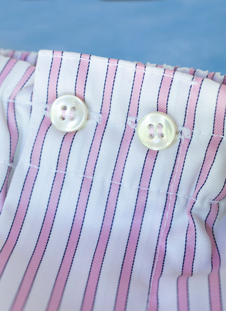 Boxer Short in Light Pink and Navy Stripes