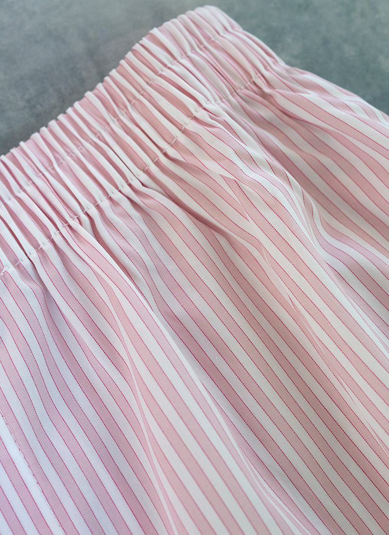 Boxer Short in Light Pink Stripes waistband 