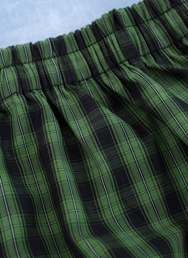 Boxer Short in Navy and Green Plaid waistband