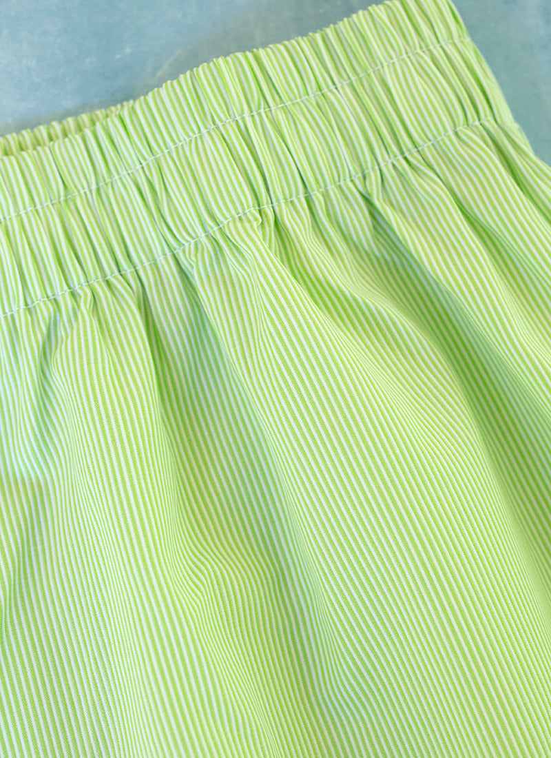 Boxer Short in Green Micro Stripes waistband 