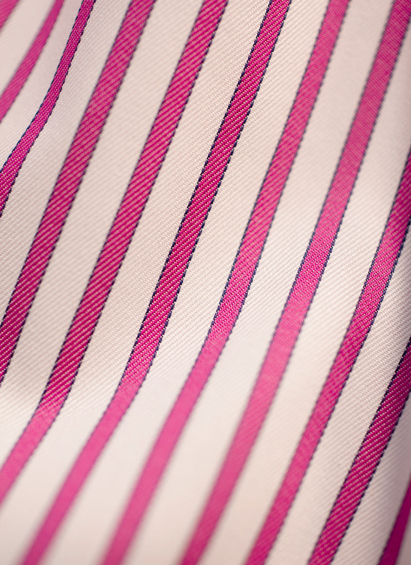 Boxer Short in Fuchsia and White Stripes fabric close up