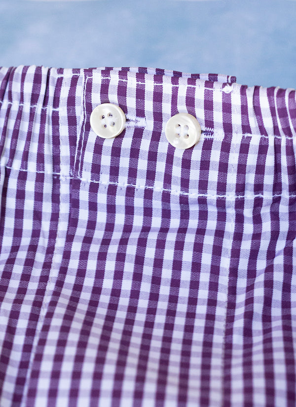 Boxer Short in Small Purple and White Gingham