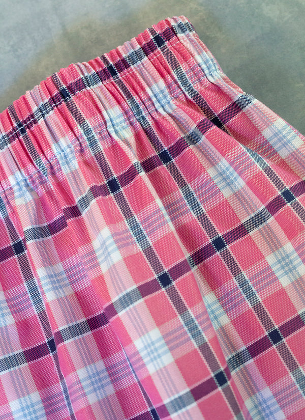 Boxer Short in Pink and Black Plaid waistband