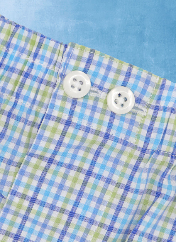 Boxer Short in Green and Light Blue Plaid