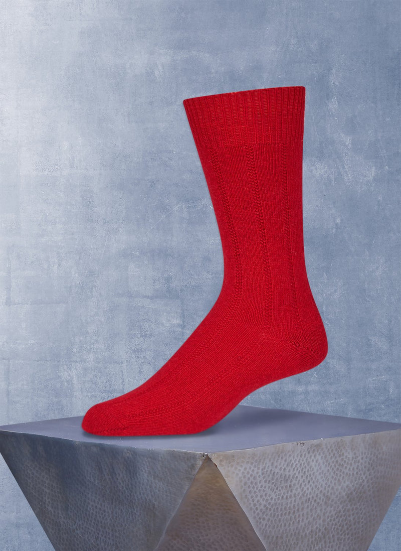 75% Cashmere Rib Sock in Red