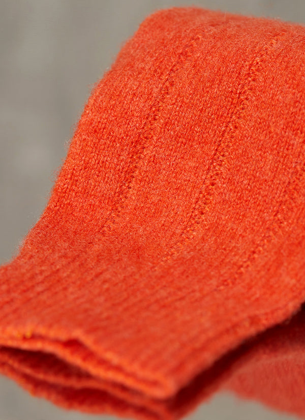 75% Cashmere Rib Sock in Garnet Orange