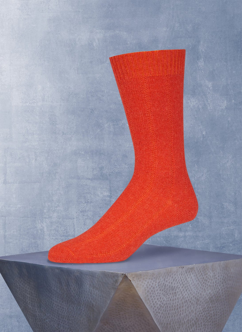 orange cashmere rib sock