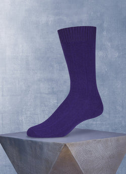 75% Cashmere Rib Sock in Deep Royal Purple