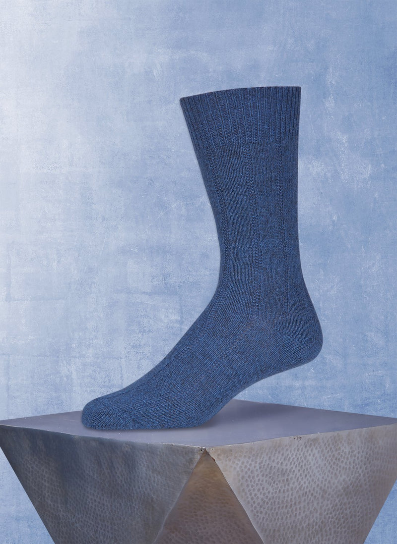 75% Cashmere Rib Sock in Classic Teal