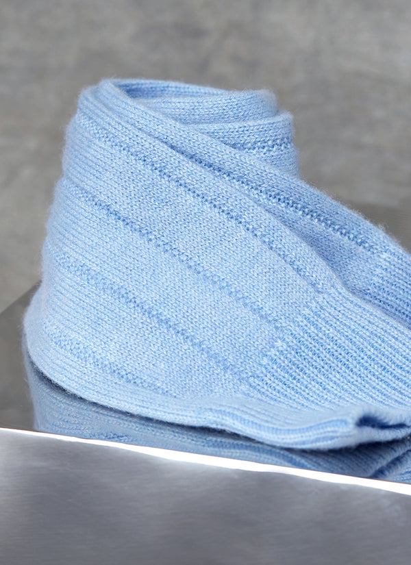 75% Cashmere Rib Sock in Sky Blue Rolled Image