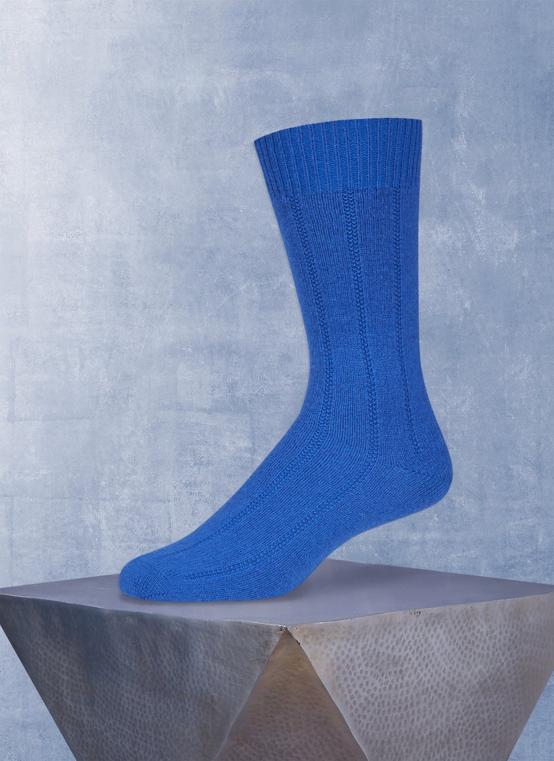 75% Cashmere Rib Sock in Royal Blue