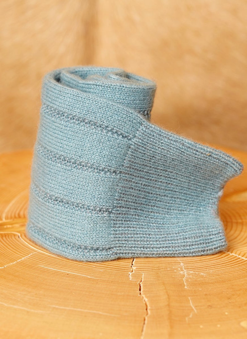 75% Cashmere Rib Sock in Robin's Egg Blue Rolled Image